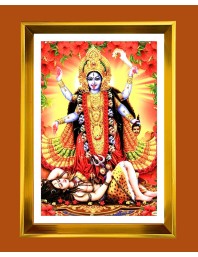 Maa Kaali Golden Photo Frame - 10x14 Inches | Elegant Wooden Frame for Home, Office & Temple Decoration | Spiritual Wall & Table Decor and Gift Item
