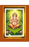 Lord Ganesh Golden Photo Frame - 10x14 Inches | Elegant Wooden Frame for Home, Office & Temple Decoration | Spiritual Wall & Table Decor and Gift Item