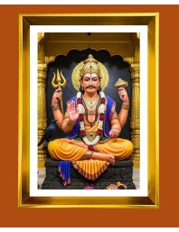 Shani Dev Baba Golden Photo Frame - 10x14 Inches | Elegant Wooden Frame for Home, Office & Temple Decoration | Spiritual Wall & Table Decor and Gift Item