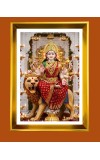 Durga Mata Ji Golden Photo Frame - 10x14 Inches | Elegant Wooden Frame for Home, Office & Temple Decoration | Spiritual Wall & Table Decor and Gift Item