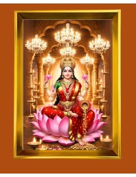 Mata Lakhsmi Golden Photo Frame - 10x14 Inches | Elegant Wooden Frame for Home, Office & Temple Decoration | Spiritual Wall & Table Decor and Gift Item