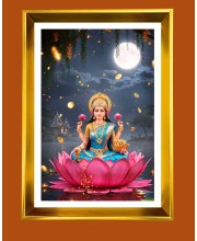 Mata Lakhsmi Golden Photo Frame - 10x14 Inches | Elegant Wooden Frame for Home, Office & Temple Decoration | Spiritual Wall & Table Decor and Gift Item