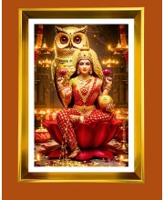 Mata Lakhsmi Golden Photo Frame - 10x14 Inches | Elegant Wooden Frame for Home, Office & Temple Decoration | Spiritual Wall & Table Decor and Gift Item