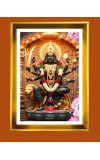 Devi Durga Golden Photo Frame - 10x14 Inches | Elegant Wooden Frame for Home, Office & Temple Decoration | Spiritual Wall & Table Decor and Gift Item