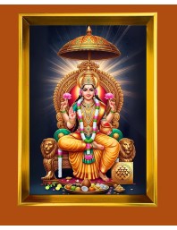 Maa Lakhsmi Golden Photo Frame - 10x14 Inches | Elegant Wooden Frame for Home, Office & Temple Decoration | Spiritual Wall & Table Decor and Gift Item