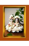 Radha and Krishna Golden Photo Frame - 10x14 Inches | Elegant Wooden Frame for Home, Office & Temple Decoration | Spiritual Wall & Table Decor and Gift Item