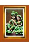 Radha and Krishna Golden Photo Frame - 10x14 Inches | Elegant Wooden Frame for Home, Office & Temple Decoration | Spiritual Wall & Table Decor and Gift Item