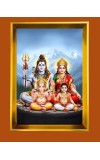 Lord Shiva,Ganesha and Kartikeya Golden Photo Frame - 10x14 Inches | Elegant Wooden Frame for Home, Office & Temple Decoration | Spiritual Wall & Table Decor and Gift Item