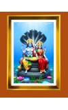 Lakhsmi Narayana Golden Photo Frame - 10x14 Inches | Elegant Wooden Frame for Home, Office & Temple Decoration | Spiritual Wall & Table Decor and Gift Item