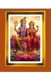 Lakhsmi Narayana Golden Photo Frame - 10x14 Inches | Elegant Wooden Frame for Home, Office & Temple Decoration | Spiritual Wall & Table Decor and Gift Item