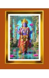 Lord Vishnu Golden Photo Frame - 10x14 Inches | Elegant Wooden Frame for Home, Office & Temple Decoration | Spiritual Wall & Table Decor and Gift Item