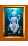 Lord Vishnu Golden Photo Frame - 10x14 Inches | Elegant Wooden Frame for Home, Office & Temple Decoration | Spiritual Wall & Table Decor and Gift Item