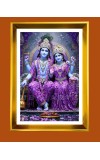 Divine Krishna and Radha Golden Photo Frame - 10x14 Inches | Elegant Wooden Frame for Home, Office & Temple Decoration | Spiritual Wall & Table Decor and Gift Item