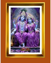 Divine Krishna and Radha Golden Photo Frame - 10x14 Inches | Elegant Wooden Frame for Home, Office & Temple Decoration | Spiritual Wall & Table Decor and Gift Item