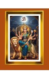 Maa Durga Golden Photo Frame - 10x14 Inches | Elegant Wooden Frame for Home, Office & Temple Decoration | Spiritual Wall & Table Decor and Gift Item