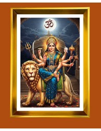 Maa Durga Golden Photo Frame - 10x14 Inches | Elegant Wooden Frame for Home, Office & Temple Decoration | Spiritual Wall & Table Decor and Gift Item