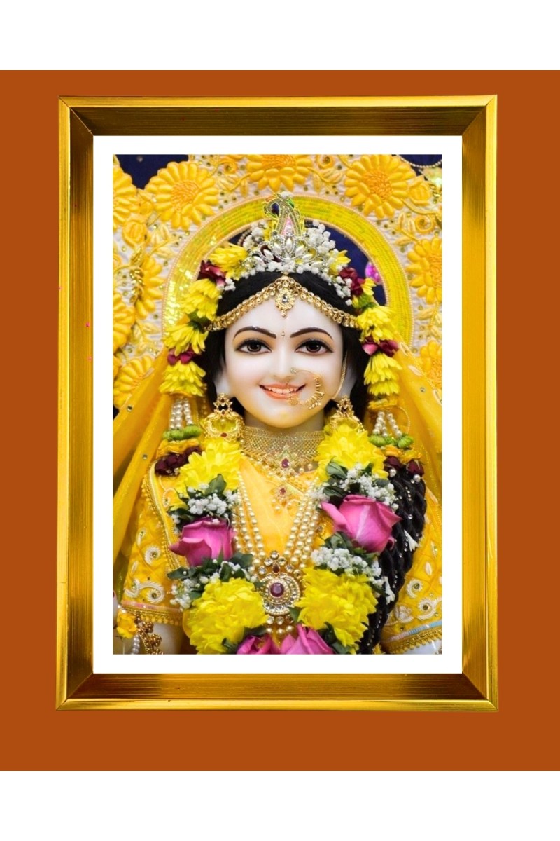 Divine Radha Golden Photo Frame - 10x14 Inches | Elegant Wooden Frame for Home, Office & Temple Decoration | Spiritual Wall & Table Decor and Gift Item