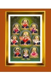 Nava Durga Devi Golden Photo Frame - 10x14 Inches | Elegant Wooden Frame for Home, Office & Temple Decoration | Spiritual Wall & Table Decor and Gift Item