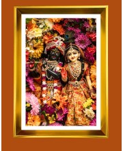 Divine Radha Krishna Golden Photo Frame - 10x14 Inches | Elegant Wooden Frame for Home, Office & Temple Decoration | Spiritual Wall & Table Decor and Gift Item