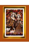 Divine Radha Krishna Golden Photo Frame - 10x14 Inches | Elegant Wooden Frame for Home, Office & Temple Decoration | Spiritual Wall & Table Decor and Gift Item
