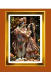 Divine Radha Krishna Golden Photo Frame - 10x14 Inches | Elegant Wooden Frame for Home, Office & Temple Decoration | Spiritual Wall & Table Decor and Gift Item