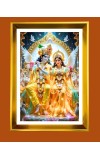 Divine Radha &  Krishna Golden Photo Frame - 10x14 Inches | Elegant Wooden Frame for Home, Office & Temple Decoration | Spiritual Wall & Table Decor and Gift Item