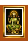 Maa Lakshmi Golden Photo Frame - 10x14 Inches | Elegant Wooden Frame for Home, Office & Temple Decoration | Spiritual Wall & Table Decor and Gift Item