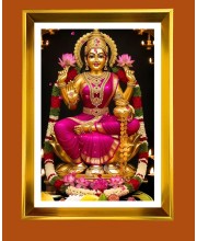 Maa Lakshmi Golden Photo Frame - 10x14 Inches | Elegant Wooden Frame for Home, Office & Temple Decoration | Spiritual Wall & Table Decor and Gift Item