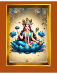 Maa Lakhsmi Golden Photo Frame - 10x14 Inches | Elegant Wooden Frame for Home, Office & Temple Decoration | Spiritual Wall & Table Decor and Gift Item