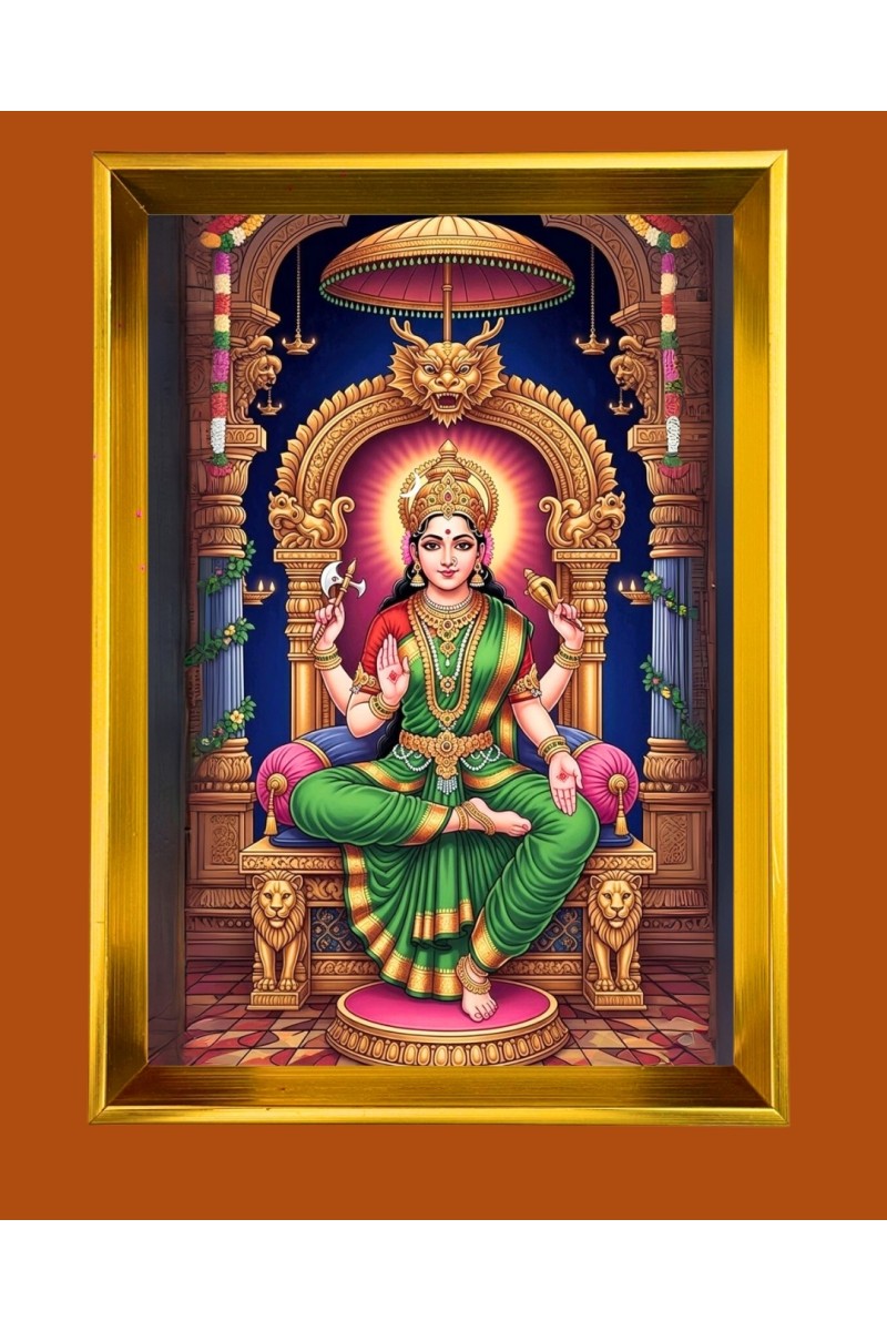 Bhuvaneshvari Golden Photo Frame - 10x14 Inches | Elegant Wooden Frame for Home, Office & Temple Decoration | Spiritual Wall & Table Decor and Gift Item