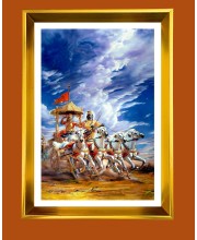 Mahabharat Golden Photo Frame - 10x14 Inches | Elegant Wooden Frame for Home, Office & Temple Decoration | Spiritual Wall & Table Decor and Gift Item