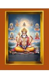 Lord Vishwakarma Golden Photo Frame - 10x14 Inches | Elegant Wooden Frame for Home, Office & Temple Decoration | Spiritual Wall & Table Decor and Gift Item