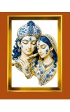 Radha & Krishna Golden Photo Frame - 10x14 Inches | Elegant Wooden Frame for Home, Office & Temple Decoration | Spiritual Wall & Table Decor and Gift Item