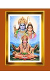Ram, Sita & Hanuman Golden Photo Frame - 10x14 Inches | Elegant Wooden Frame for Home, Office & Temple Decoration | Spiritual Wall & Table Decor and Gift Item