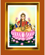 Maa Laxmi Golden Photo Frame - 10x14 Inches | Elegant Wooden Frame for Home, Office & Temple Decoration | Spiritual Wall & Table Decor and Gift Item