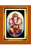 Lord Ganesh Golden Photo Frame - 10x14 Inches | Elegant Wooden Frame for Home, Office & Temple Decoration | Spiritual Wall & Table Decor and Gift Item