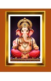 Lord Ganesh Golden Photo Frame - 10x14 Inches | Elegant Wooden Frame for Home, Office & Temple Decoration | Spiritual Wall & Table Decor and Gift Item