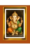 Lord Ganesh Golden Photo Frame - 10x14 Inches | Elegant Wooden Frame for Home, Office & Temple Decoration | Spiritual Wall & Table Decor and Gift Item