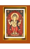 Lord Ganesh Golden Photo Frame - 10x14 Inches | Elegant Wooden Frame for Home, Office & Temple Decoration | Spiritual Wall & Table Decor and Gift Item