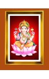 Lord Ganesh Golden Photo Frame - 10x14 Inches | Elegant Wooden Frame for Home, Office & Temple Decoration | Spiritual Wall & Table Decor and Gift Item