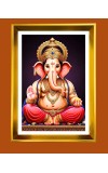 Lord Ganesh Golden Photo Frame - 10x14 Inches | Elegant Wooden Frame for Home, Office & Temple Decoration | Spiritual Wall & Table Decor and Gift Item
