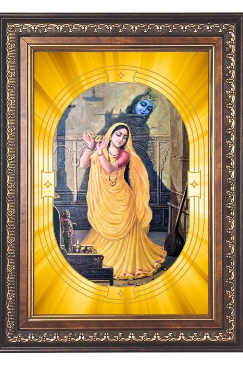  Krishna and Radha Photo Frame | 5X7 Inch Black Designer Wall & Table Frame | Perfect for Gifting & Home Decor