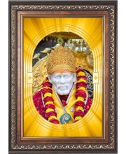  Shirdi Sai Baba Photo Frame | 5X7 Inch Black Designer Wall & Table Frame | Perfect for Gifting & Home Decor