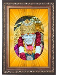 Shirdi Sai Baba Photo Frame | 5X7 Inch Black Designer Wall & Table Frame | Perfect for Gifting & Home Decor