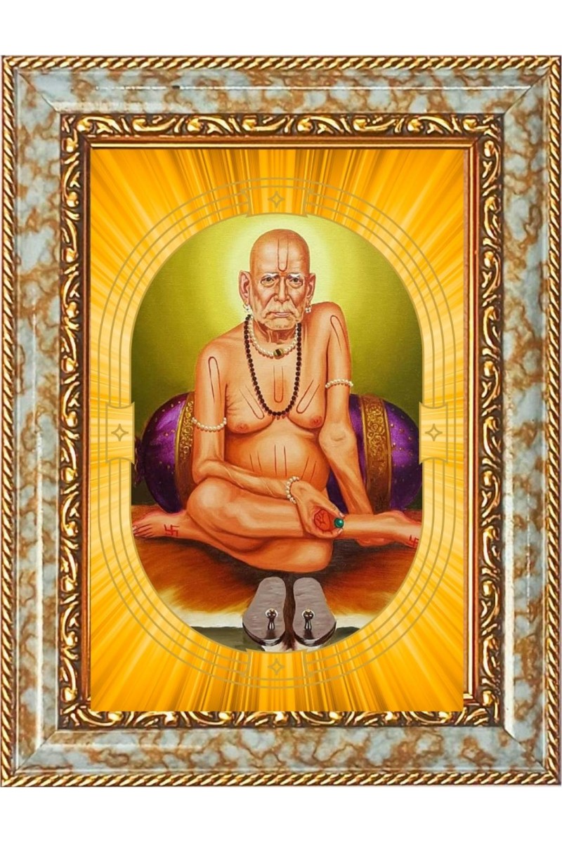  Shri Swami Samarth Photo Frame | 5X7 Inch Black Designer Wall & Table Frame | Perfect for Gifting & Home Decor