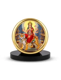 Car Desk/Table Top Durga Matha Metal Golden Photo Stand Ã¢â‚¬â€œ 2x2 Inches, Compact & Stylish Spiritual Display For Car, Home & Office (Pack Of 1) (F18812)