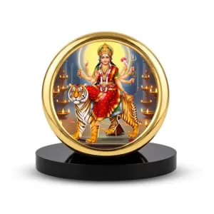 Car Desk/Table Top Durga Matha Metal Golden Photo Stand – 2x2 Inches, Compact & Stylish Spiritual Display For Car, Home & Office (Pack Of 1) (F18812) Car Desk/Table Top Durga Matha Metal Golden Photo Stand – 2x2 Inches, Compact & Stylish Spiritual Display For Car, Home & Office (Pack Of 1) (F18812)