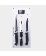 Set of 3 Stainless Steel Multipurpose Knives With Peeler