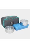 Plastic &amp;Steel Lunch Box 3 Containers With Bag