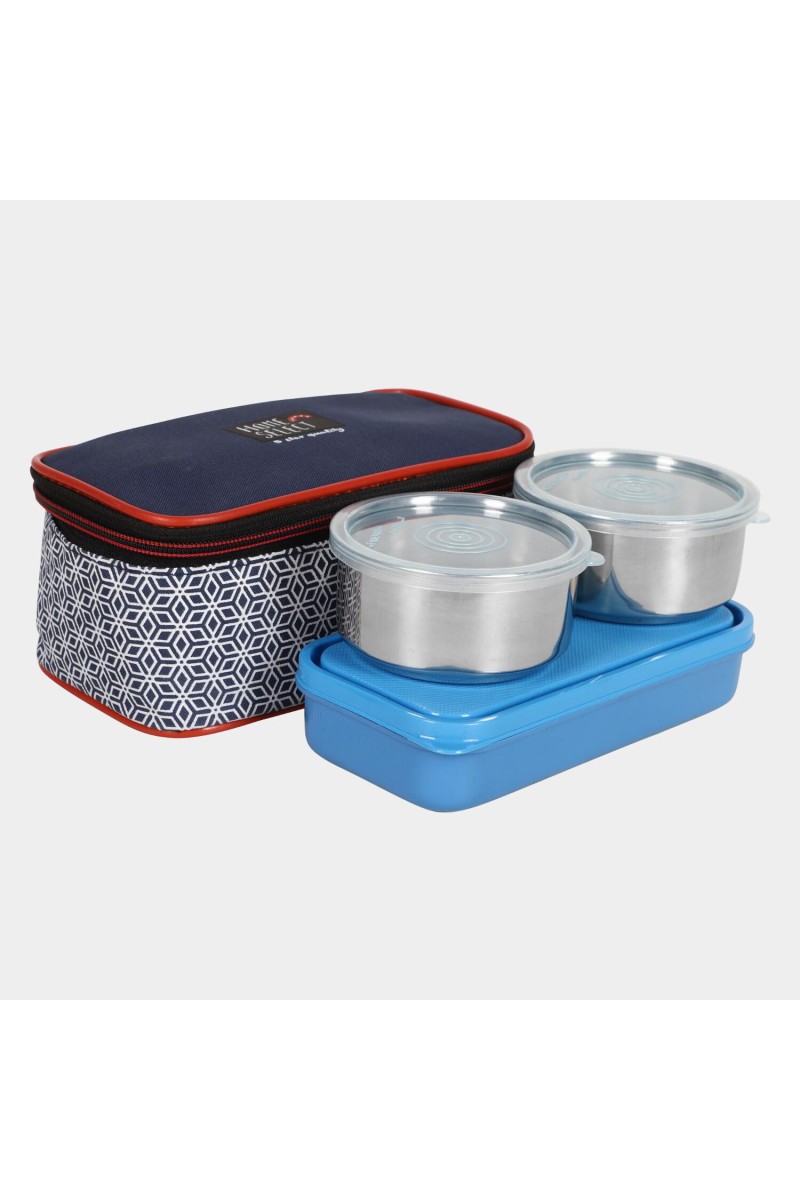 Steel Lunch Box - 2 Bowls, 1 Container, 1 Bag